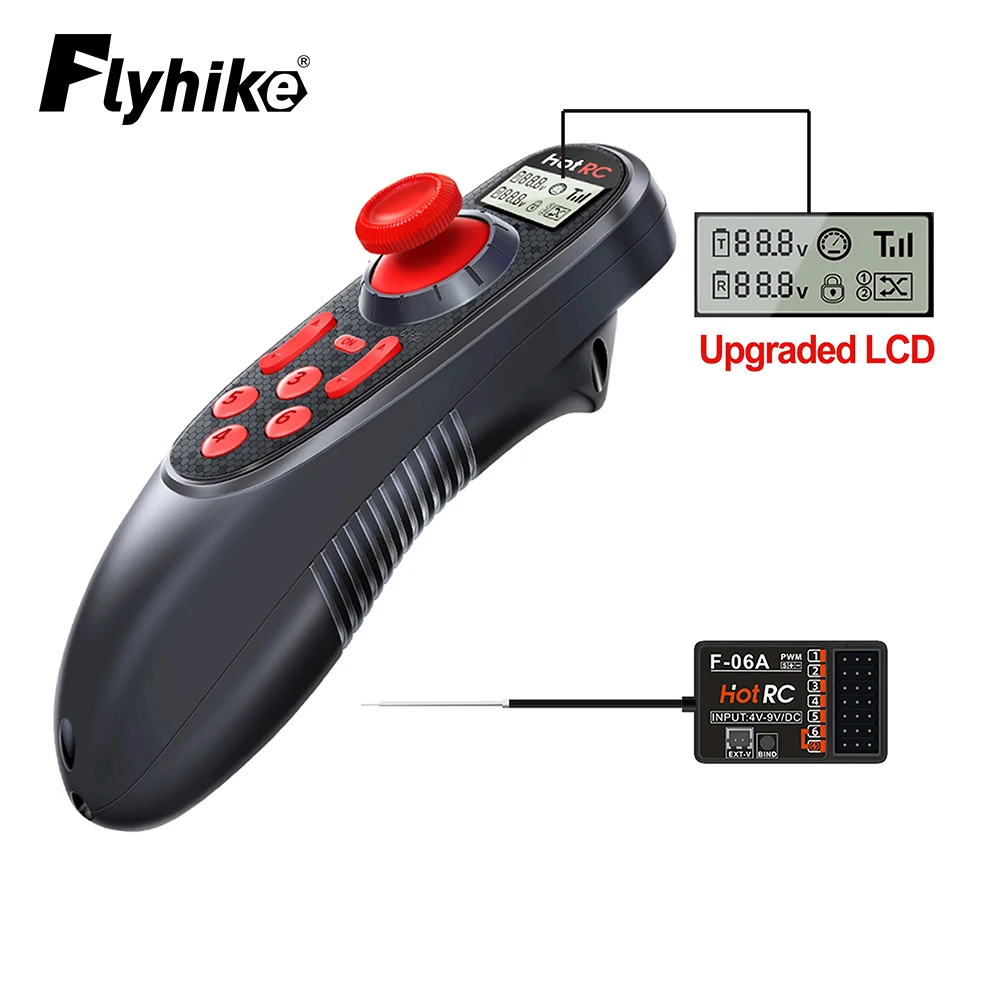 HOTRC DS-600 6CH 2.4GHz Remote Controller Radio System Transmitter with F-06A 6 Channel Receiver for RC Boat