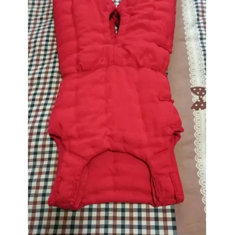 Body dla dorosłych ręcznie robione jednokolorowe chińskie guziki kamizelka z węzłem spodnie kombinezon z otwartym krokiem wypełniona bawełna bufiasta ciepła