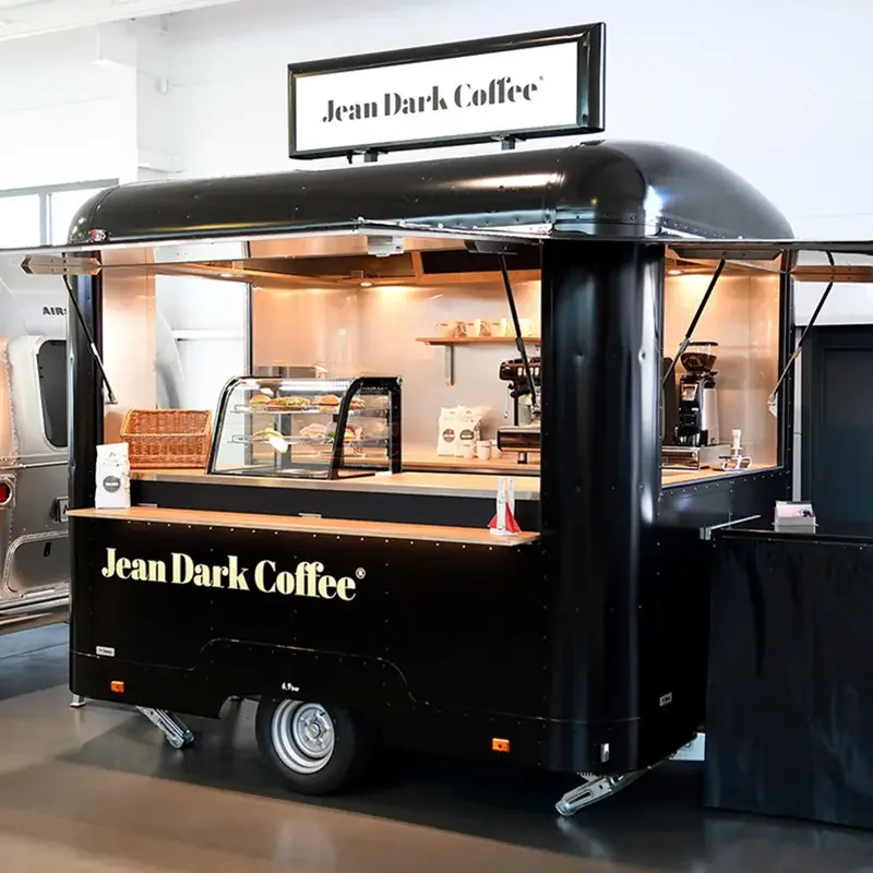 3M Black Color Fast Food Trailer Coffee Mobile Catering Food Vending Cart Trailer Scooter Pizza Ice Cream Truck Refrigerator