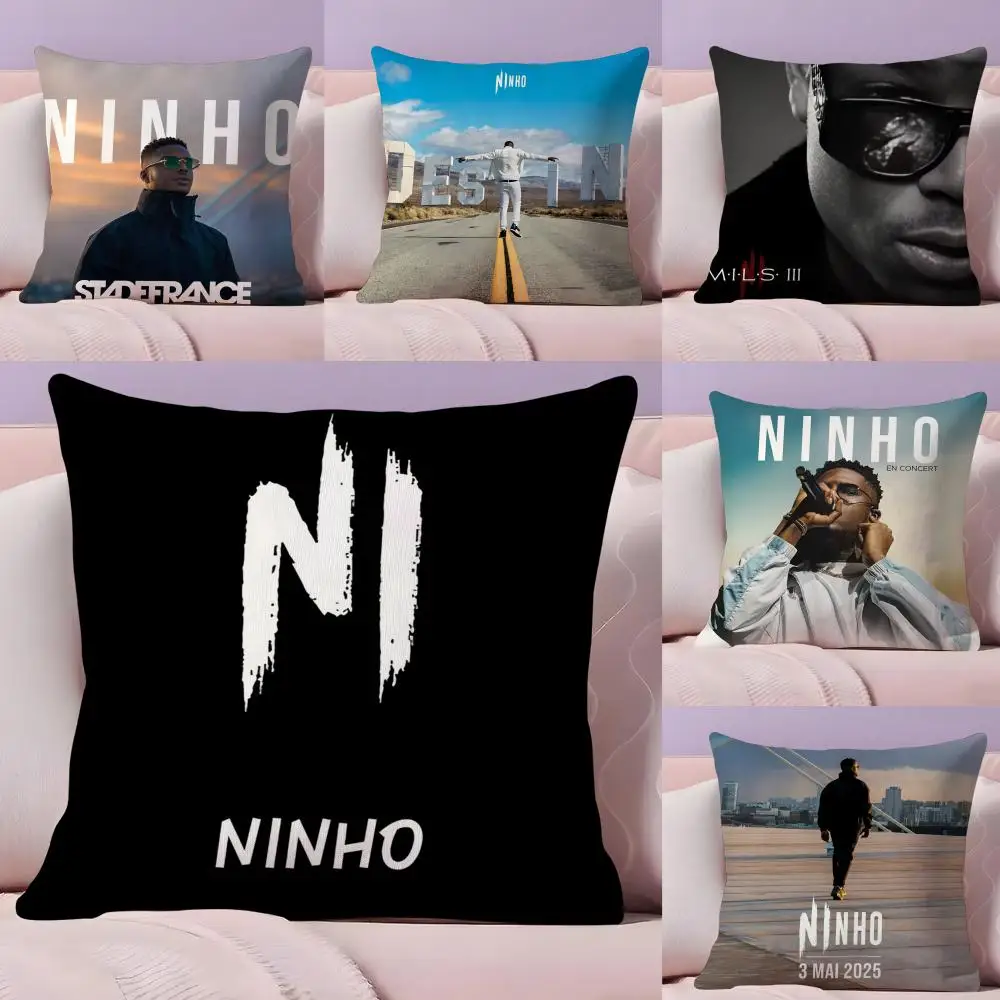 

Rapper Star N-Ninho Pillow Case Plush Fabric Soft Double-Sided Printed Sofa Home Decor Fine Winter Gift Cushion Cover
