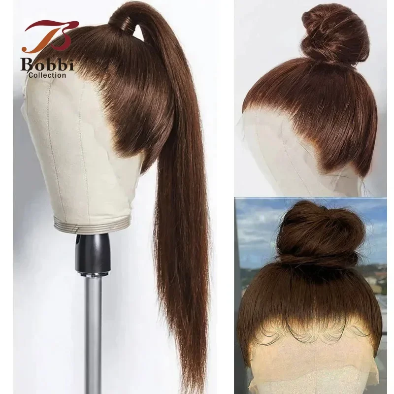

360 Lace Frontal Wigs Brown Human Hair Wig for Women Pre Plucked Transparent Lace Wig Straight Bobbi
