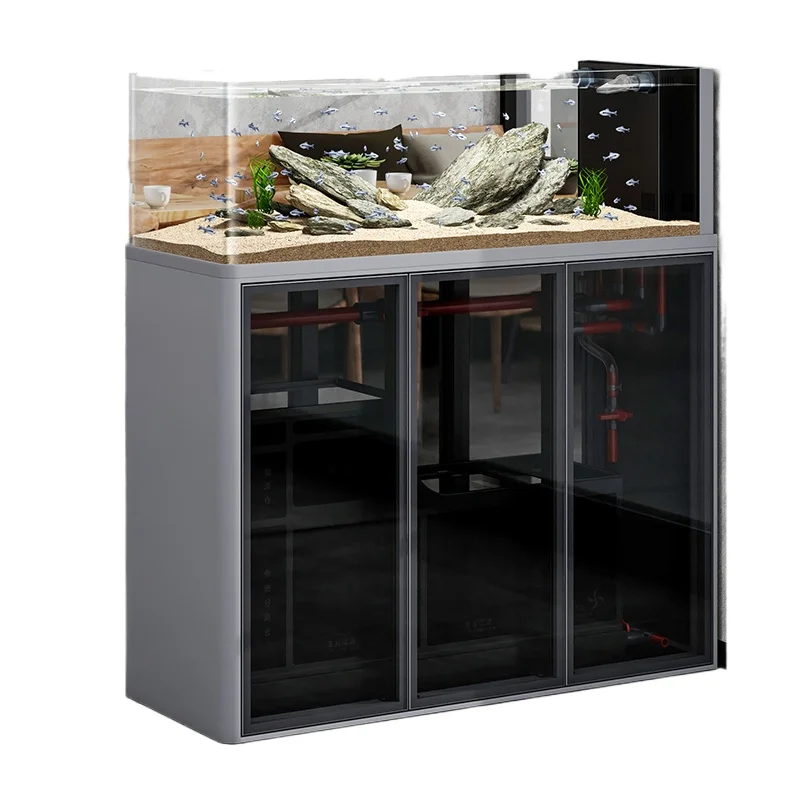 

Yjq stream tank living room household screen bottom filter straight curved fish tank creativity
