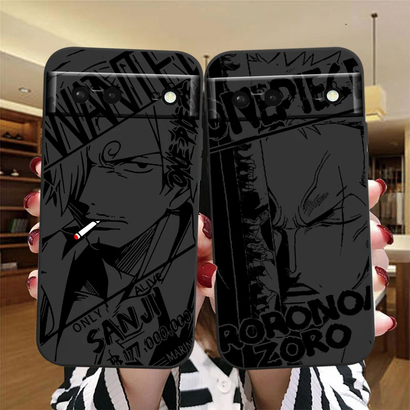 One Piece Comic Art Cool For Google Pixel 9 8 7A 7 6A 6 5A 5 4 4A XL 5G Black Silicon Shockproof Shell TPU Phone Case