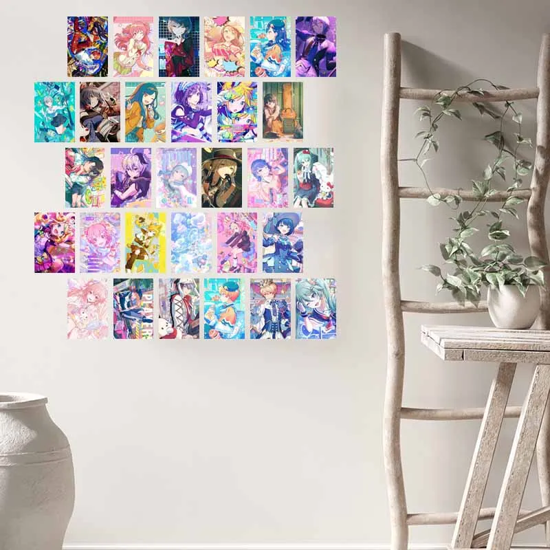 10/30 قطعة PJSK مشروع Sekai المشارك بطاقات مجموعة DIY بها بنفسك المنزل النوم الديكور جدارية يطبع جدار الكولاج عدة المراهقين الهدايا