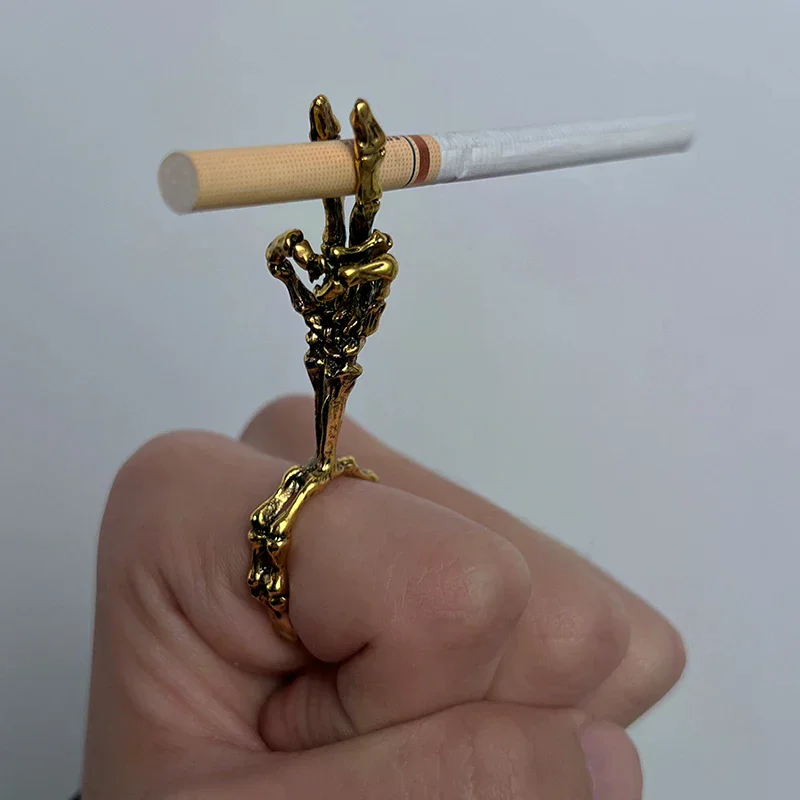 Vintage Personality Cigarette Holder Ring Of Cigarette Holder Bracket Rings For Men Party Jewelry