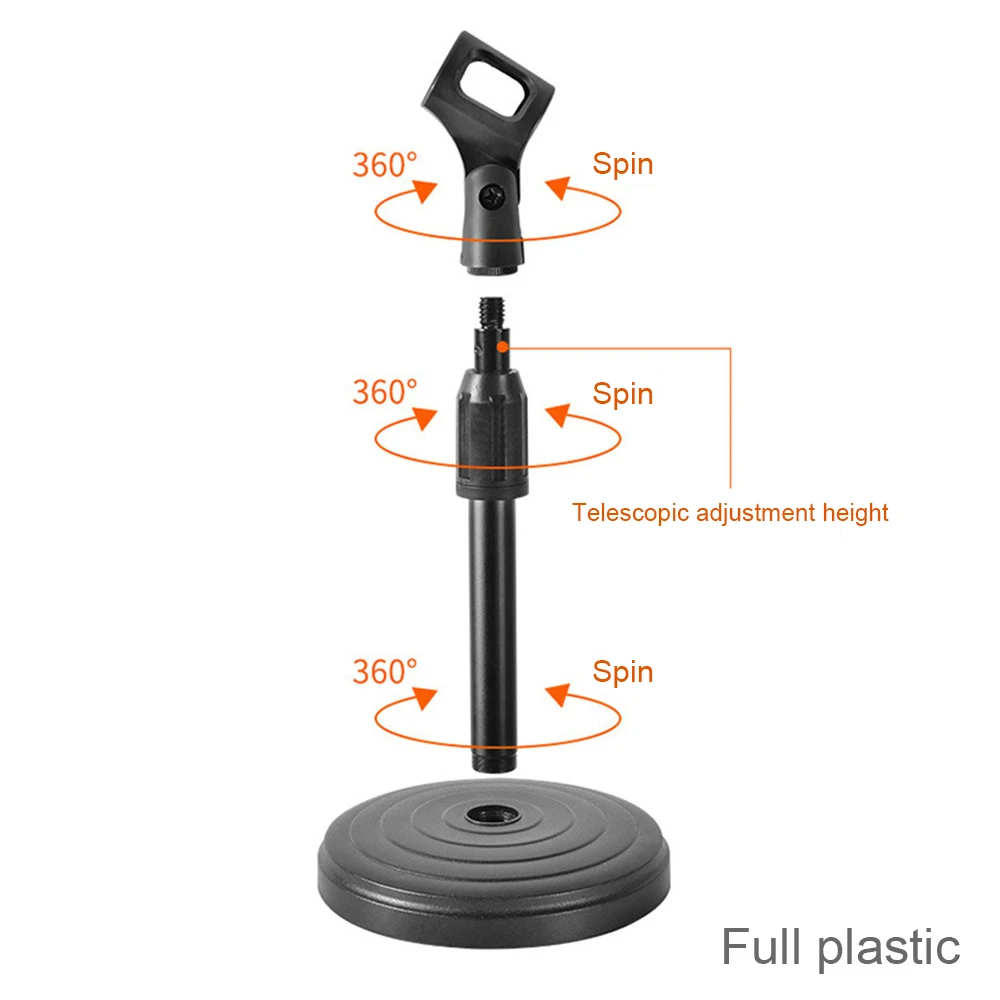 Flexible Desktop Tripod Folding Mic Stand With Adjustable Angle Disc Microphone Mount Holder Stand Bracket Microphone Clip Clamp