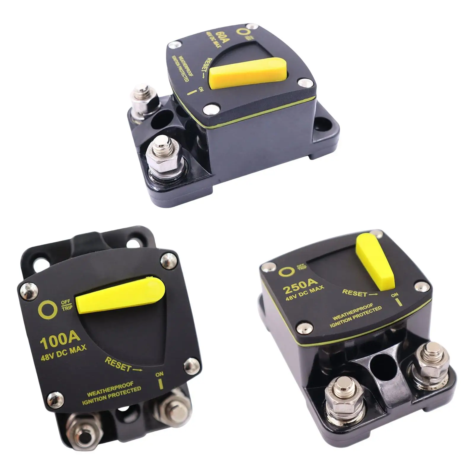 12V- 48V Waterproof Circuit Breaker Manual Reset High Current Professional