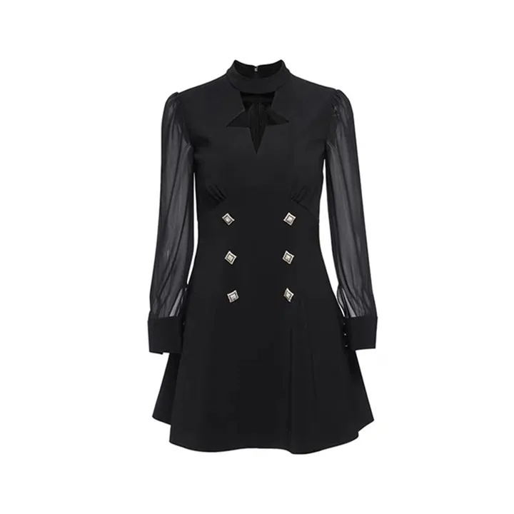 Bla velours dentelle épissage femme Dr Hepburn Sle jupe trapèze taille haute longue Sve v-ne Busin trajet Dr