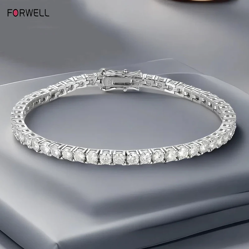 

FORWELL Women's 3mm Sterling Silver Zircon Bracelet 18K Rose Gold Plated Link Jewelry Sparkling Wedding Party Accessory