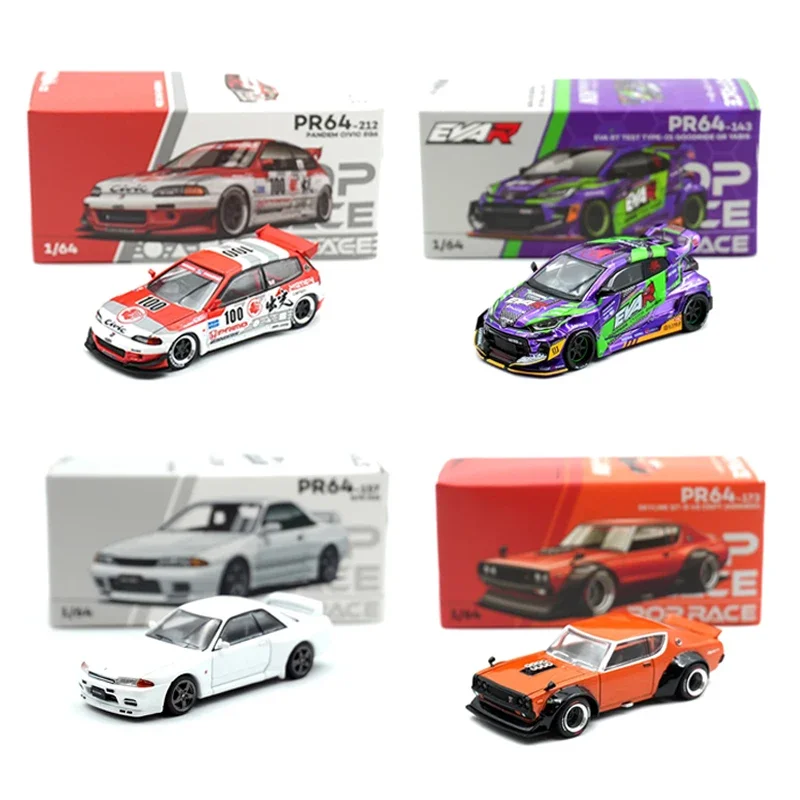 

Pop Race In Stock 1:64 Skyline C210 GTR R32 KPGC110 EG6 RWB 997 EVA Collection Miniature Toys Diecast Diorama Car Model