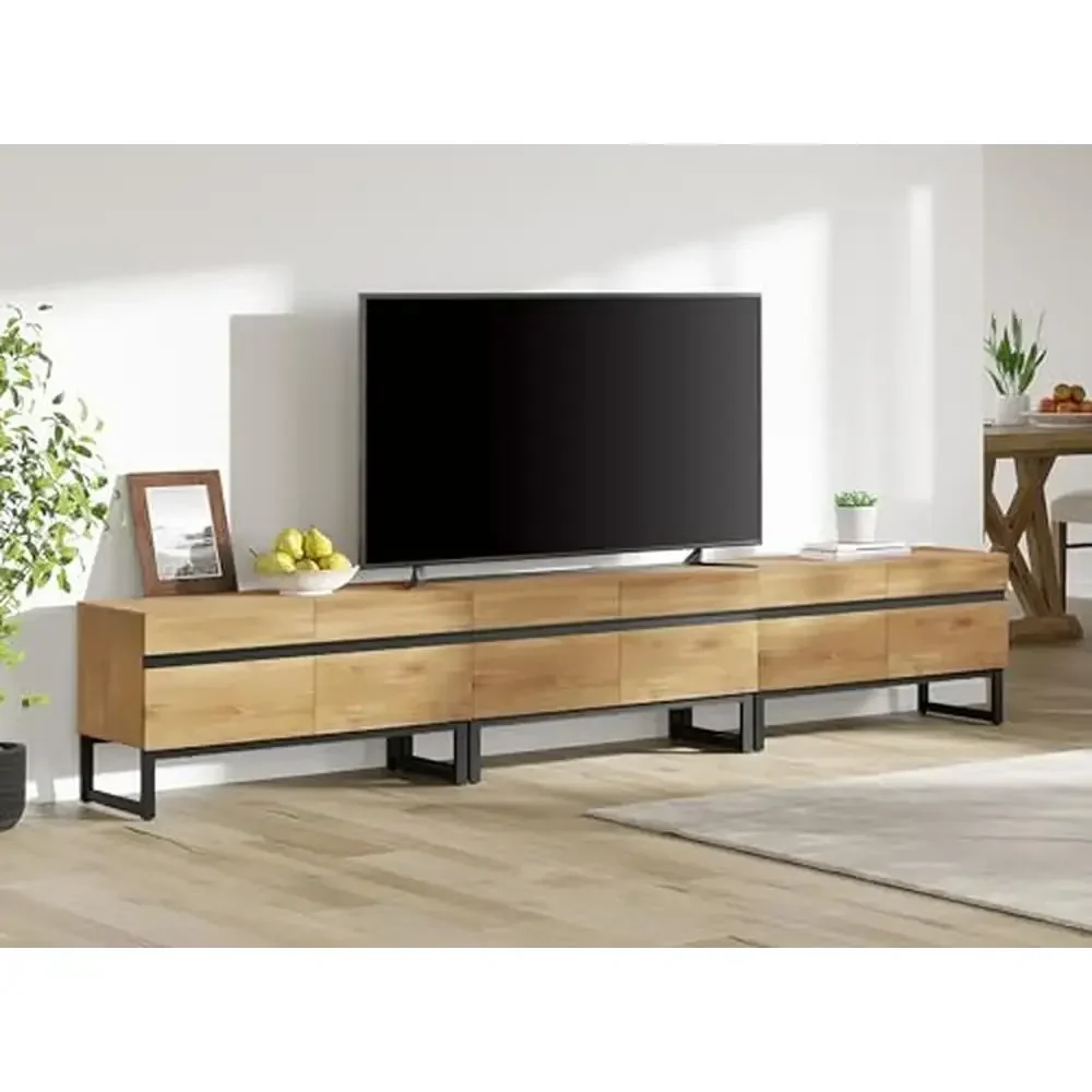 TV Stand Entertainment Center Storage Cabinets Metal Base 110