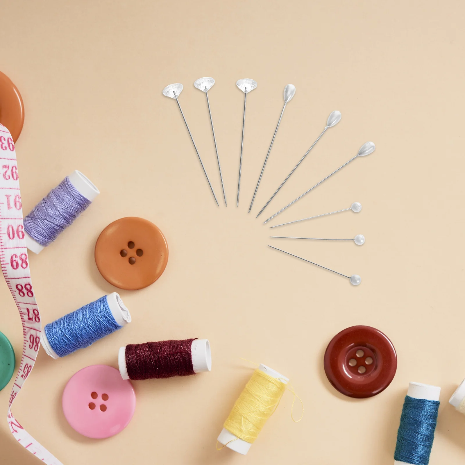 

300Pcs Diamond Positioning Pins Hand Polished Smooth Fabric Penetration Anti Slip Easy Grip Large Head Sewing Pins for Quilting