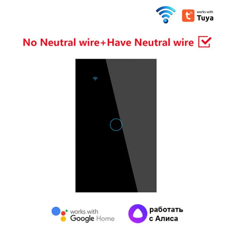 Touch Switch Home Appliance Support Alexa Google Home Tempered Glass Neutral Wire/no Neutral Wire Tuya Wif Smart House