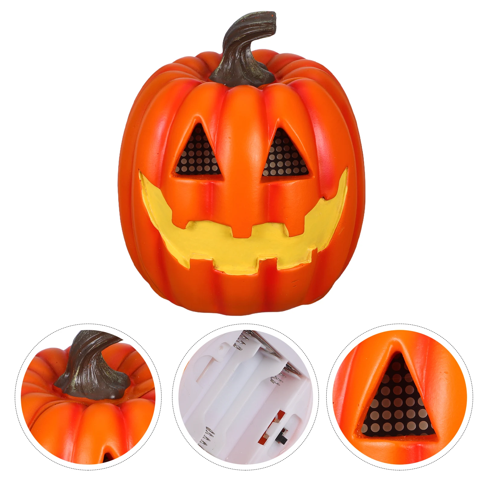 

Halloween Pumpkin Lantern Resin Led Light-Up Jack-O'-Lantern Decor For Spooky Party Home Outdoor Haunted House