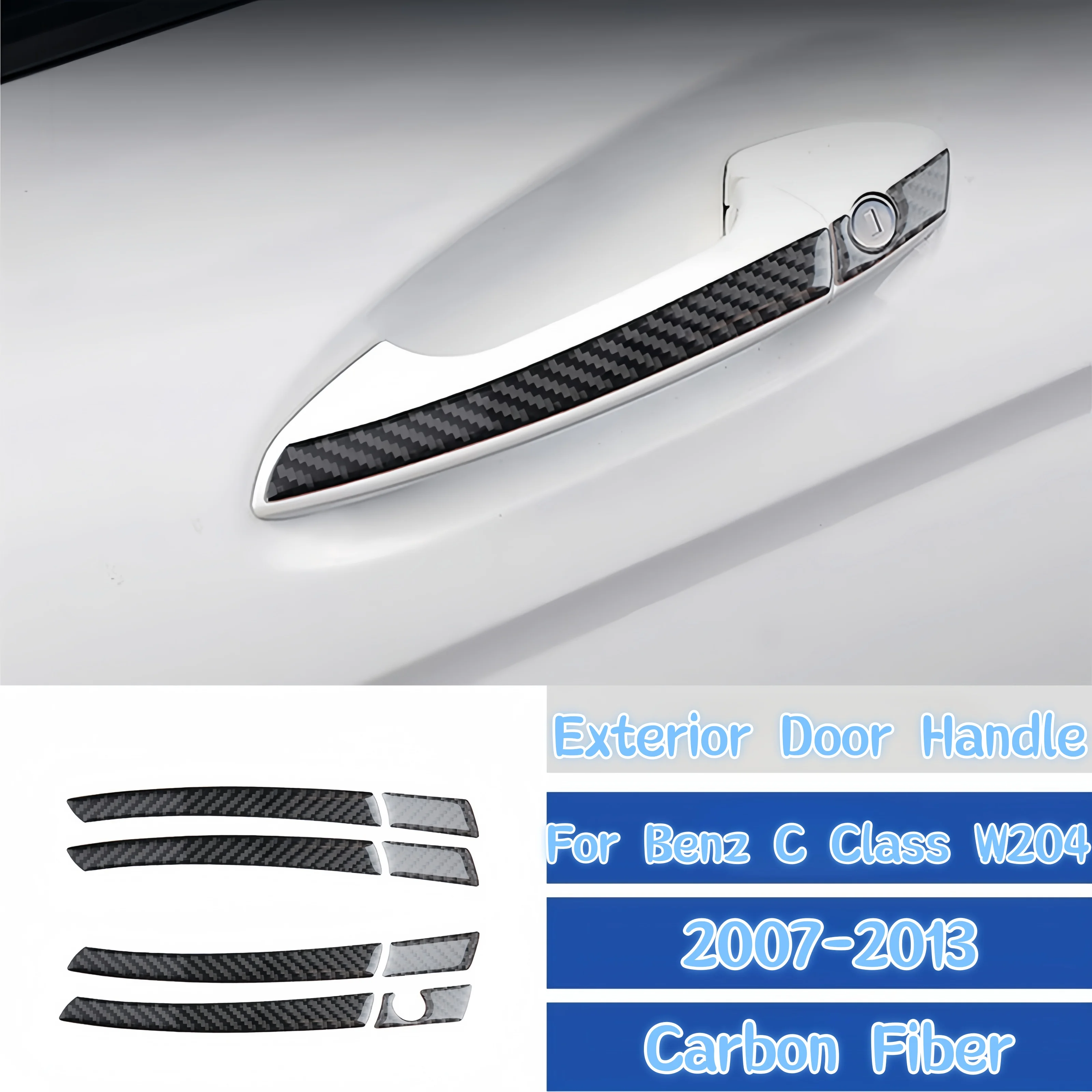 

For Mercedes Benz C Class W204 2007-2013 Carbon Fiber Car Exterior Door Handle Panel Decorative Cover Trim Sticker Auto Zubehör