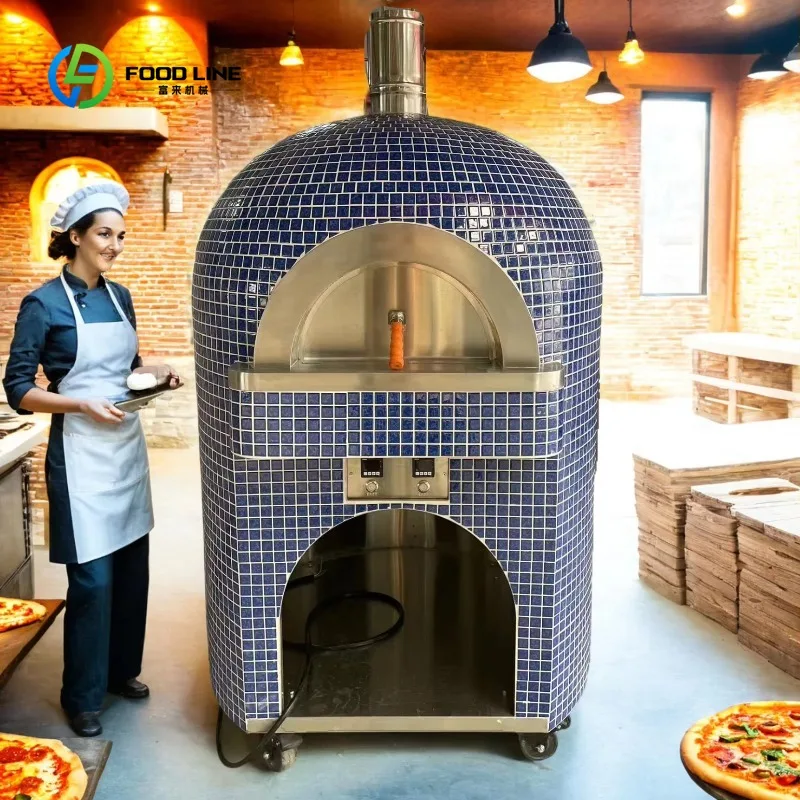 Customized Good Price Manufacture Commercial Outdoor Brick Wooden Fired Gaz Ceramic Used Gas Rotary Pizza Oven