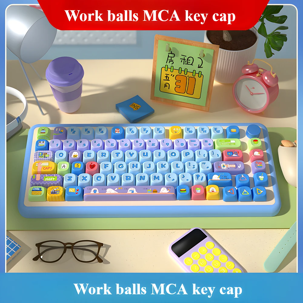 

Mechanical Keyboard Working Eggs PBT Keycaps 145 Keys MCA Highly Personalized Cute Creative Thermal Sublimation