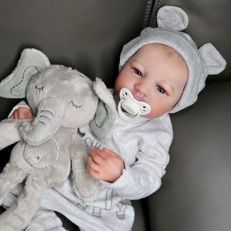 Baby Doll rinato rifinito già dipinto da 45 cm Levi Awake Baby Doll con capelli disegnati a mano Vene visibili sulla pelle 3D