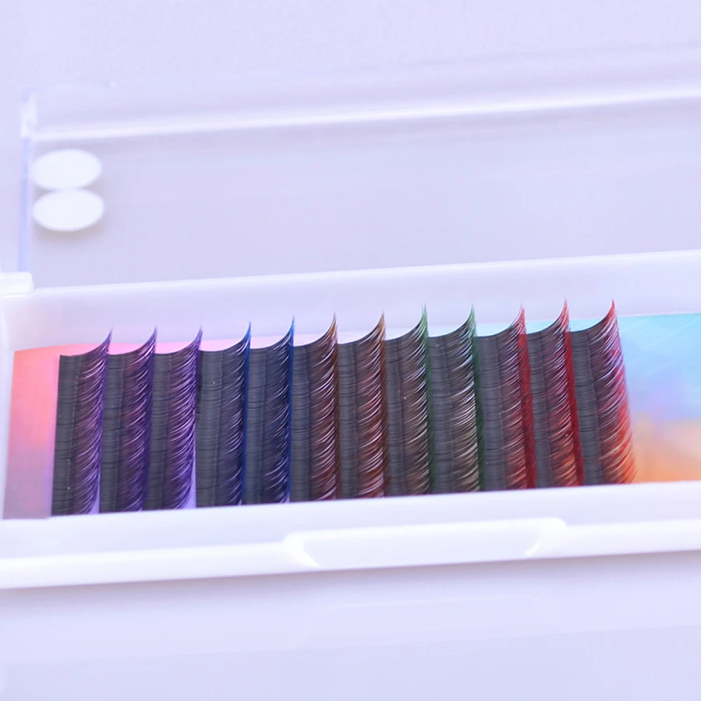 

1 Set Colorful Fake Eyelashes Fiber Lightweight Natural False Curly Art Makeup Halloween Party Performance Eyelash Extensions
