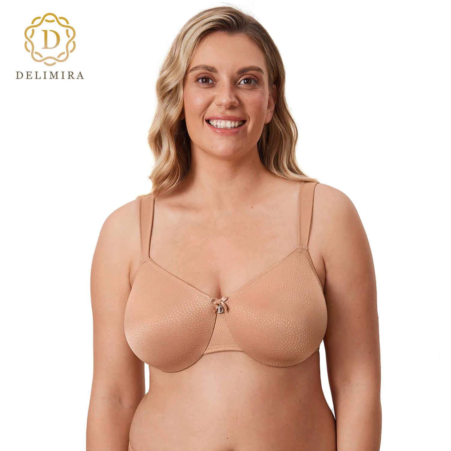 Delimira Women's Sheer Minimizer Bra Plus Size Support Underwired Everyday Bra