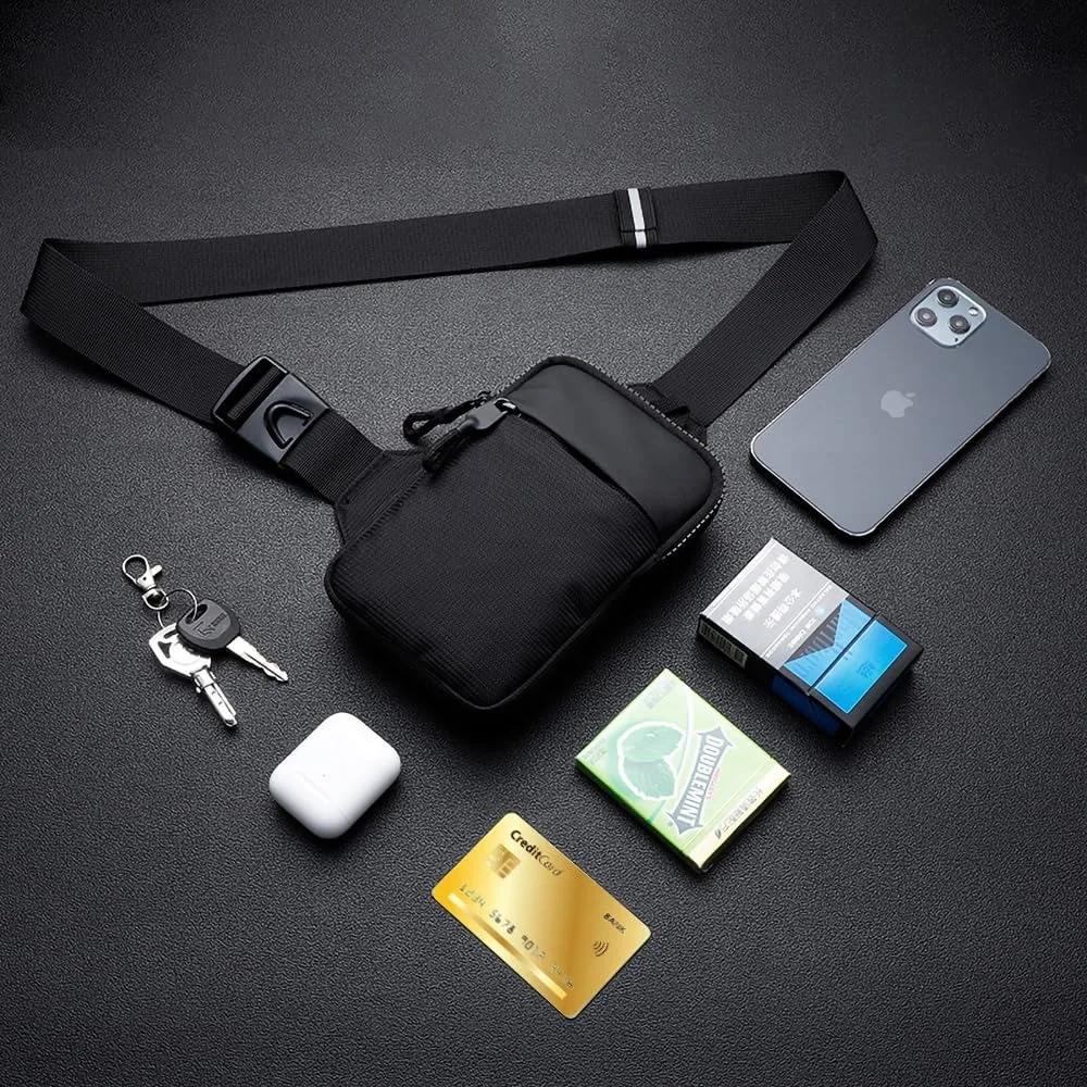 Mini-Brusttasche für Herren und Damen, lässige Umhängetasche, wasserdichtes Nylon, für Outdoor-Aktivitäten, Laufen, Radfahren, Reisen, Handytaschen – Detail 3