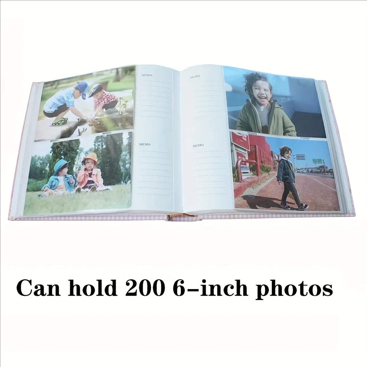 Photo Album with Writing Space  4x6 Photos Hold 200 , Family Baby Kids Cute Photo Album with Writing Space