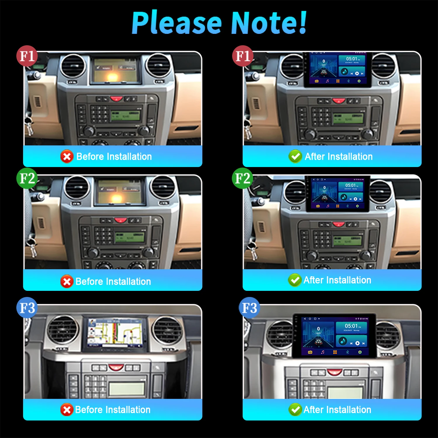 Car Radio Android 14 For Land Rover Discovery 3 2004 - 2009 Navigation Multimedia Wireless BT Carplay Touch QLED Screen - Image 2