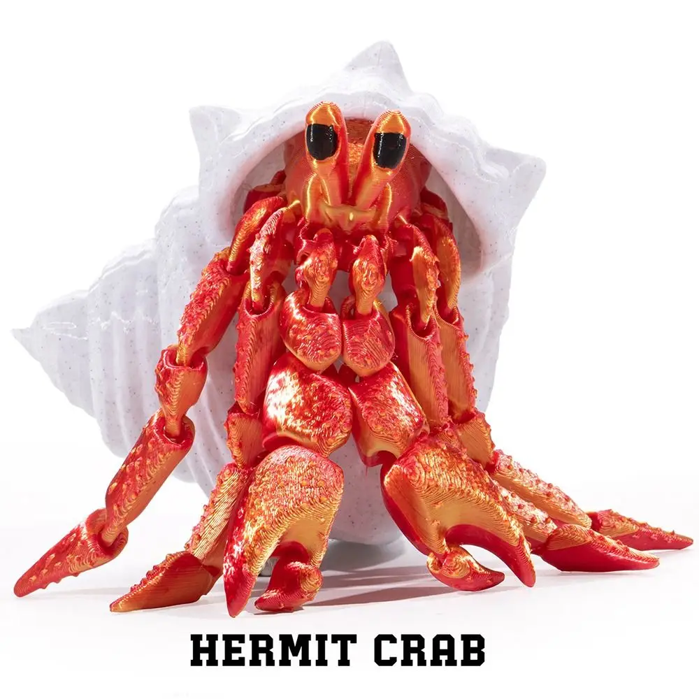 New 3D Printing Hermit Crab Toys Stress Relieving Pet Crab Finger Toys Articulated Plastic Desk Toy Home Office Decor