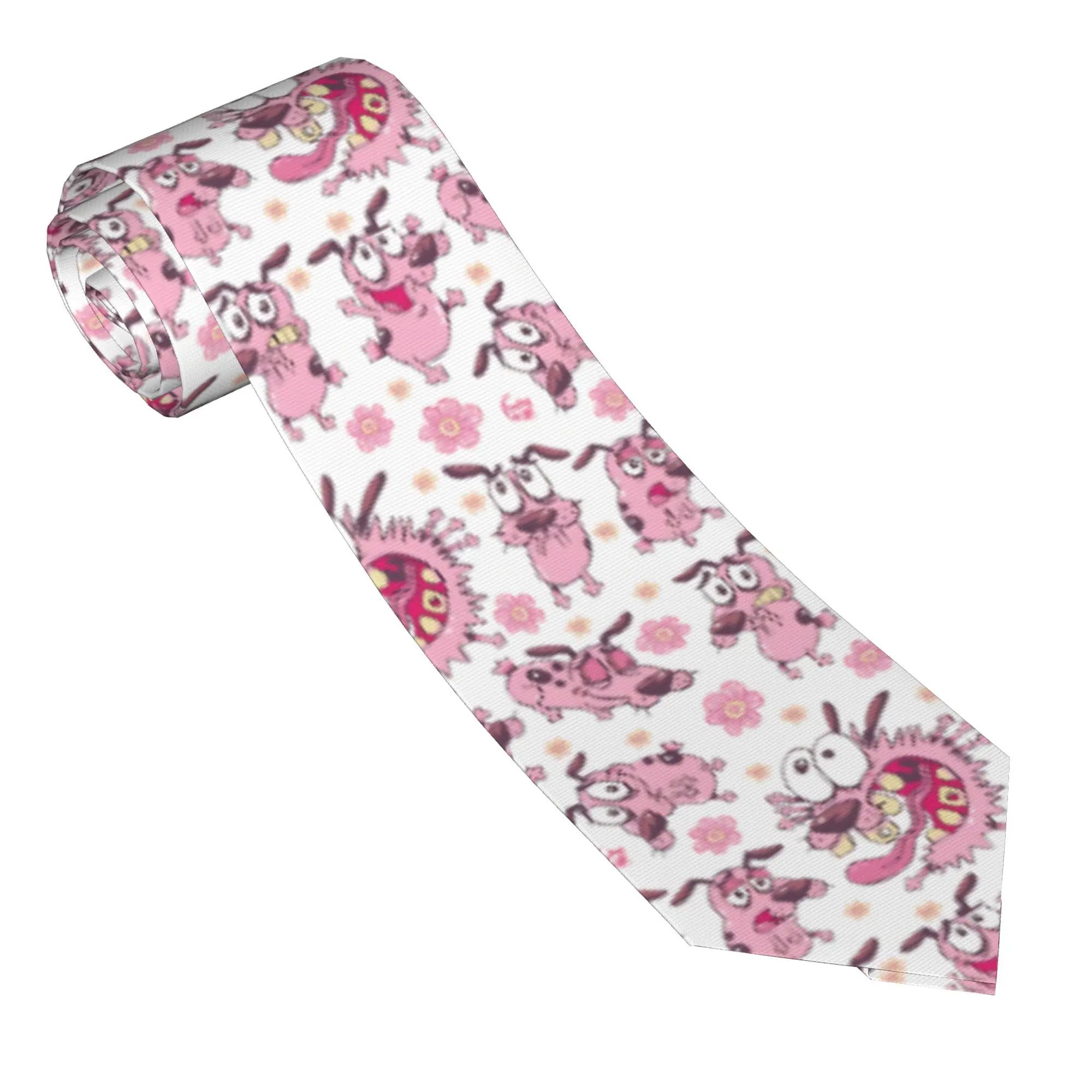 

Neckties Cowardlys Dog Pink Flowers Courage Men Skinny 8 cm Classic Neck Ties for Mens Daily Wear Gravatas Wedding Cosplay Props