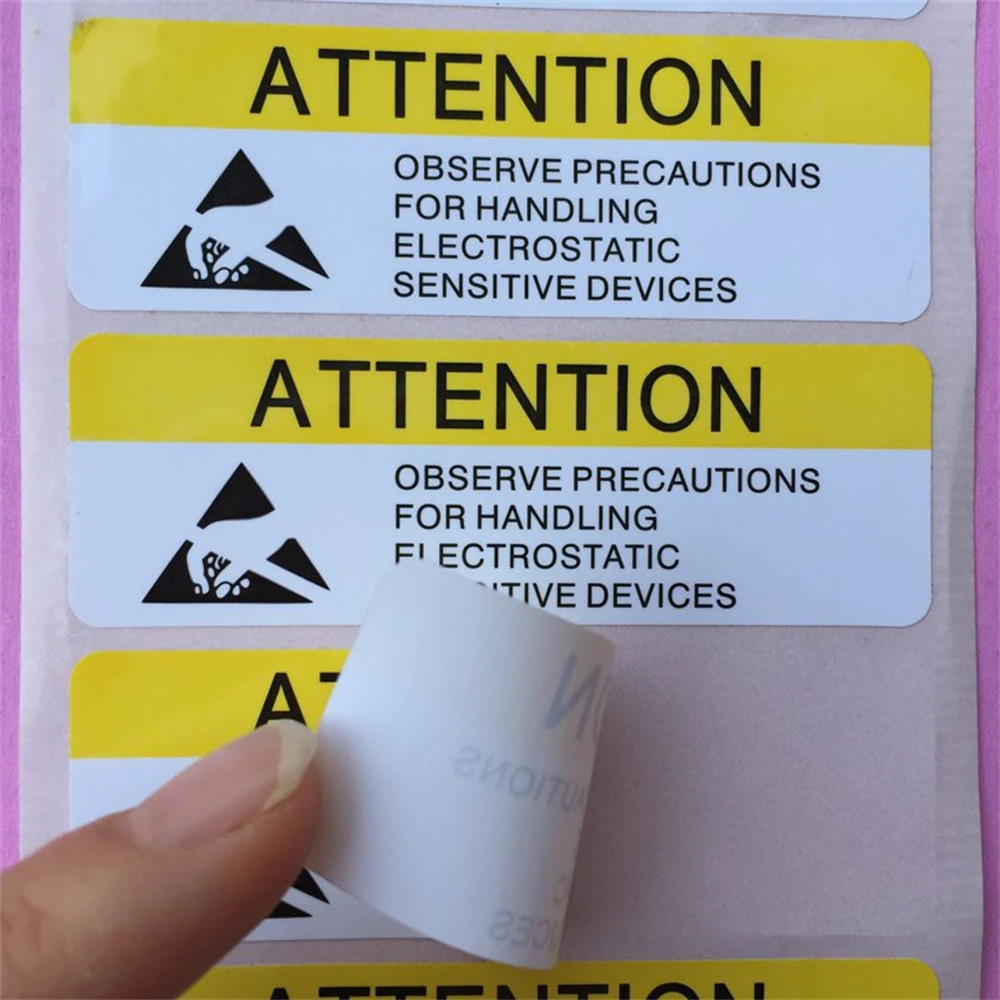 ATTENTION Sticker Adhesive Label for ESD Anti Static Sensitive Device Electronic Shielding Anti-Static Party Packing 7.5*2.5cm