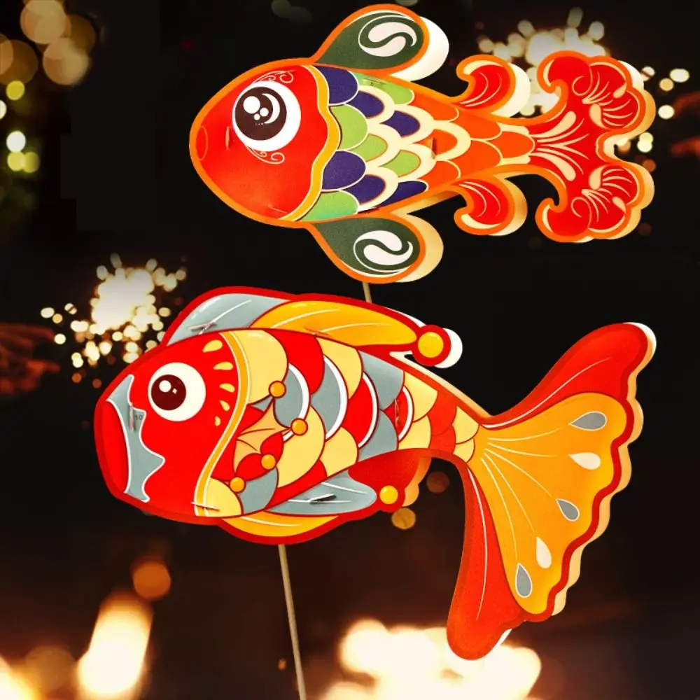 LED-Licht Kinder DIY Laterne Festival Laterne handgemachte leuchtende chinesische Stil Lampe Laterne tragbare leuchtende Koi Karpfen Fisch Laterne