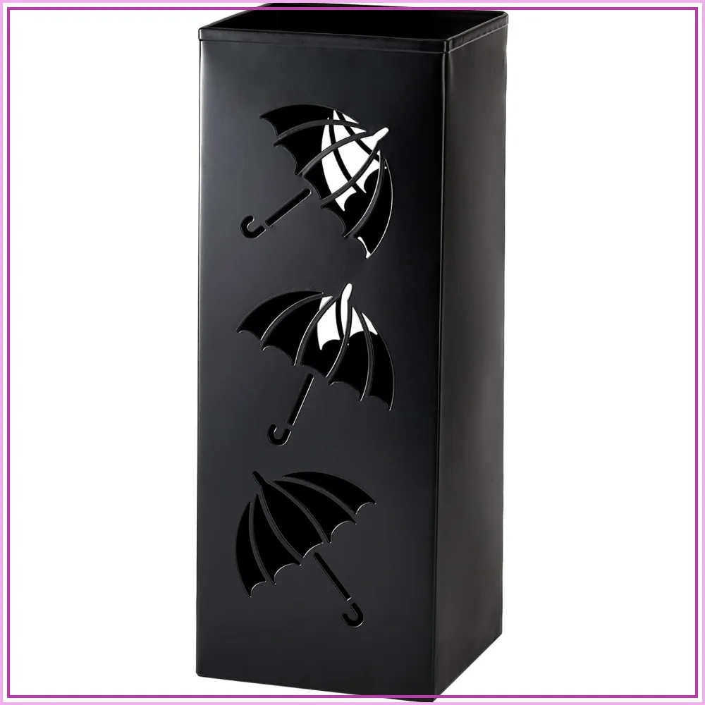 

Square Metal Umbrella Holder Stand, 6.3" x 6.3" x 16.5", Black for Entryway