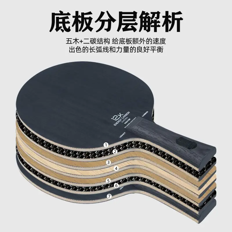 STIGA-Black Label Table Tennis Bottom Carbon Era, 12K Fan Zhendong Attack, Straight Horizontal Board, Racet