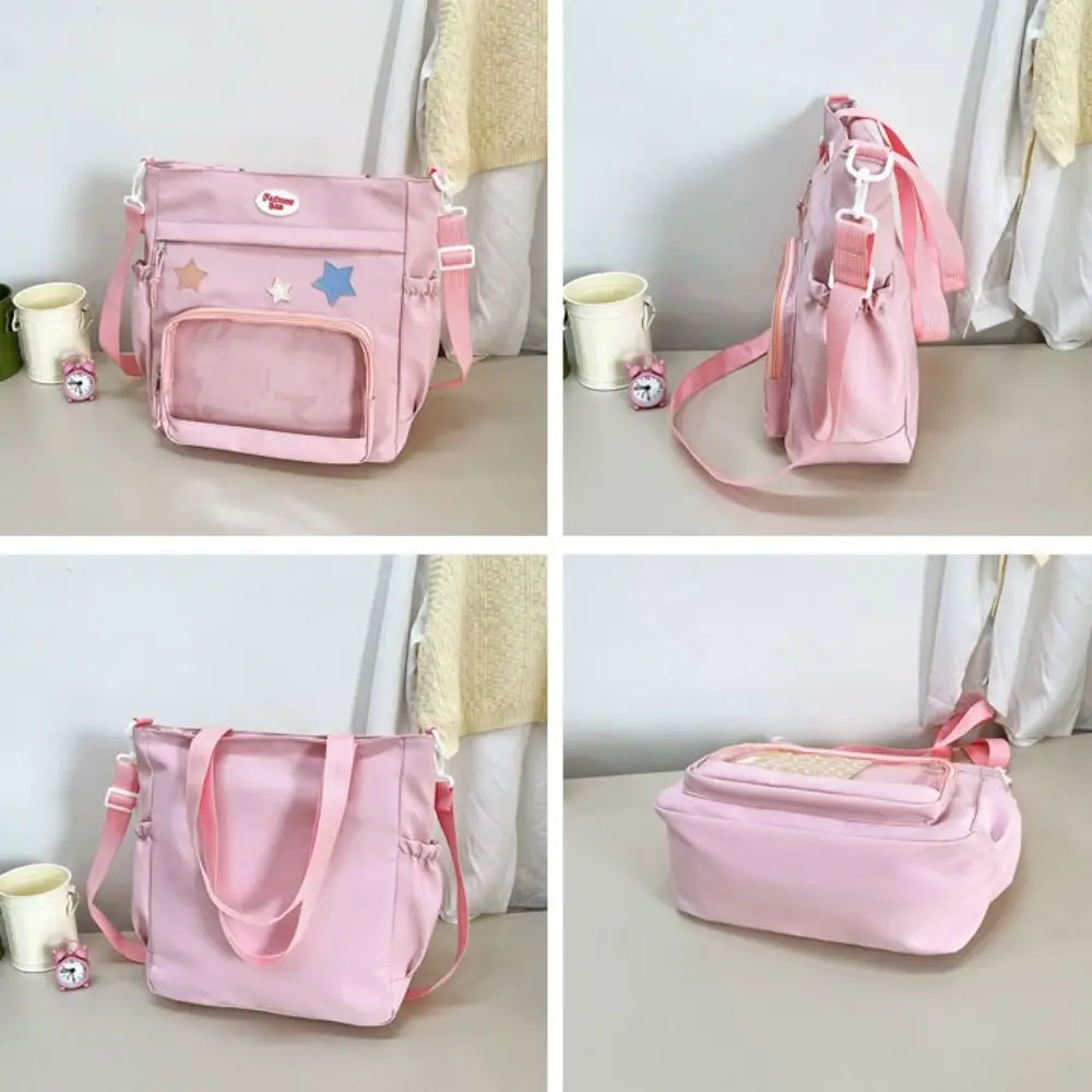 Itabag-Bolso de mano japonés de nailon, bolsa cruzada de lona, Color sólido, transparente, exhibición de insignia de estrella, regalo para niña y niño