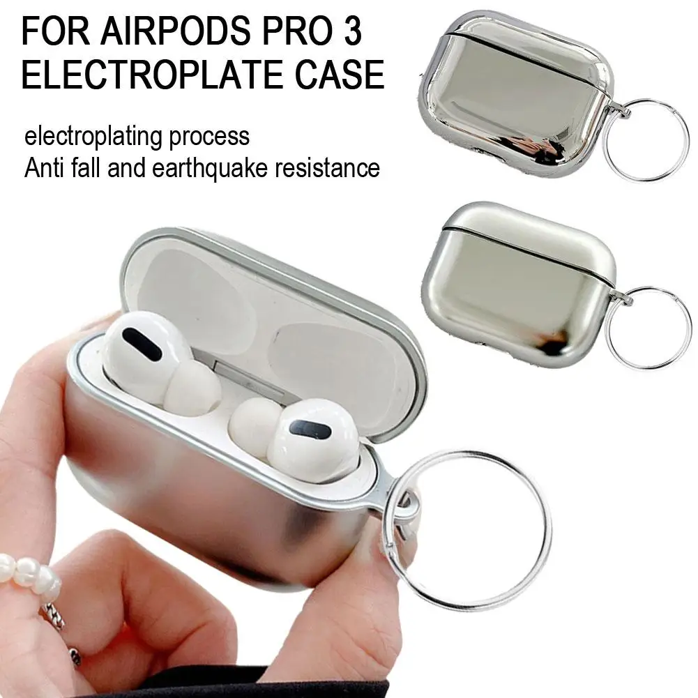 بالكهرباء حافظة سماعة الاذن من البولي يوريثان ل AirPods Pro 3 الجيل غطاء ل AirPods Pro 3 بلوتوث حقيبة سماعة الاذن الفضة مع المفاتيح #2