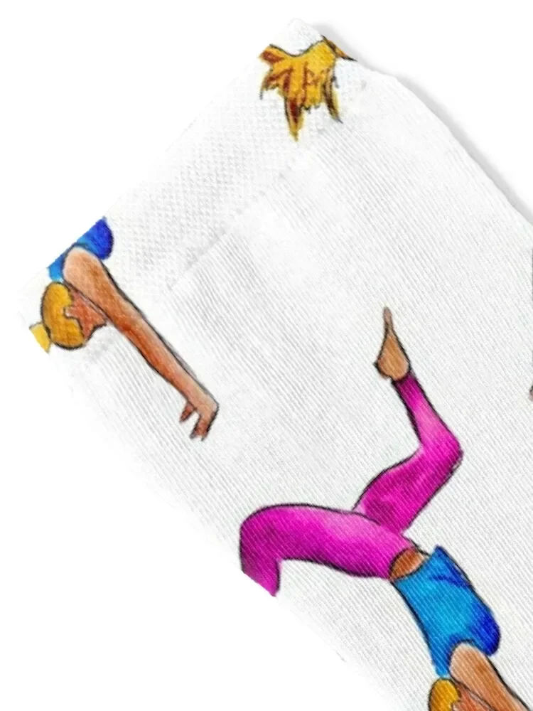 Blonde Girl Doing Handstand Socks cotton Wholesale floor aesthetic Woman Socks Men's