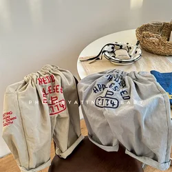 2026 Spring New Children Trousers Baby Girl Letter Embroidery Straight Leg Pants Toddler Boy Versatile Casual Pants Kids Clothes