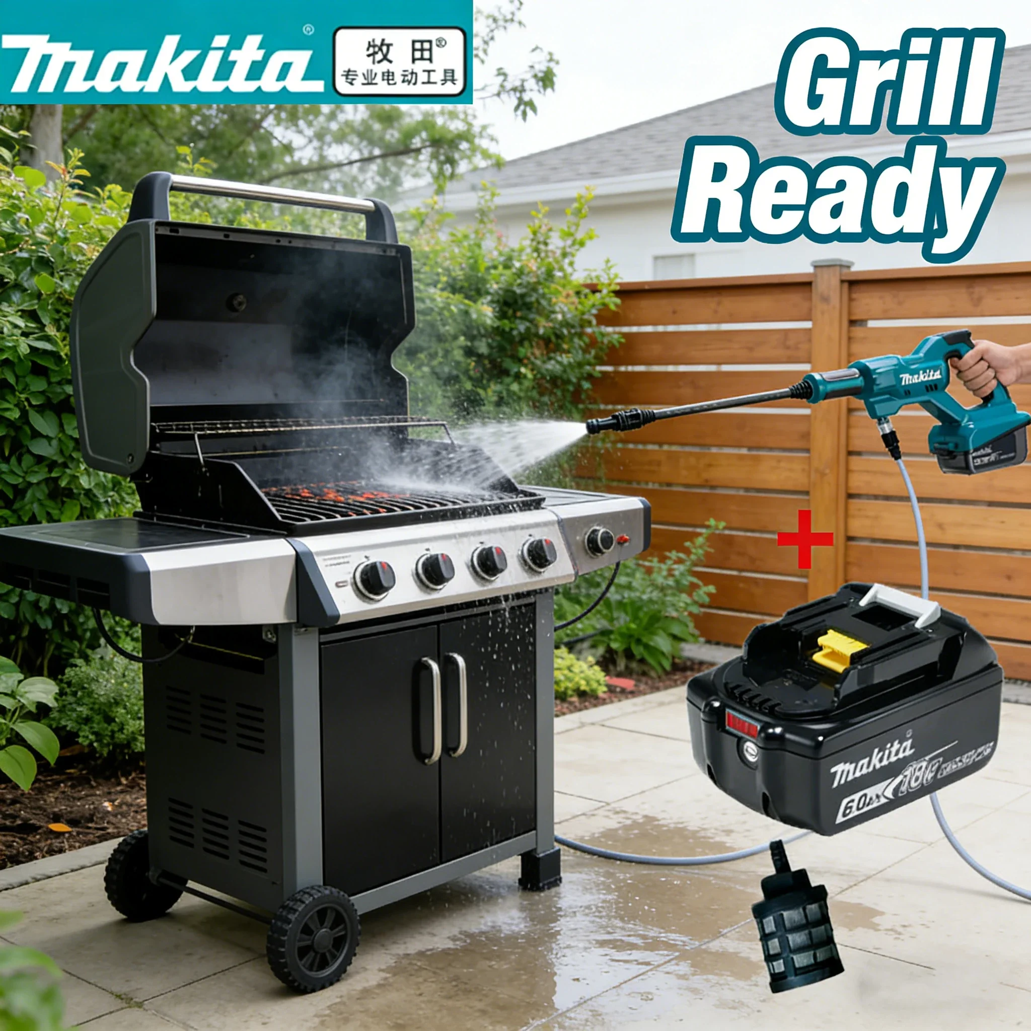 

Makita DHW180 cleaning machine lithium battery 18V car wash gun outdoor portable high-pressure water gun has five spraying modes