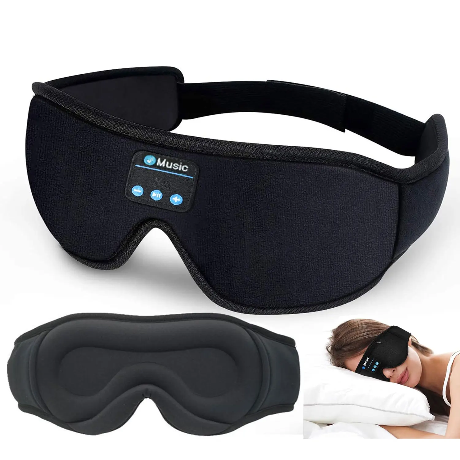 Bluetooth 5.3 Sleep Mask Headphones, Wireless Music Sleeping Eye masks, Comfort for Side Sleepers, Cool Gadget & Unique Gift