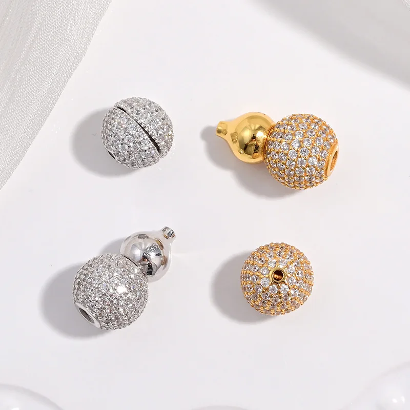 

Multi-Functional Vintage Jewelry Finding S925 Sterling Silver CZ Rotating Ball & Gourd Bead with Screw Clasp for DIY