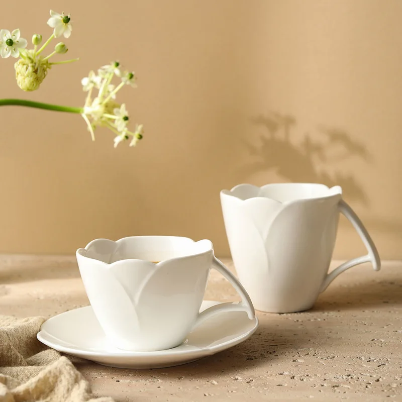 

Ins Floral Relief Ceramic Mug High-end Office Coffee Cup Stylish Afternoon Tea Cup