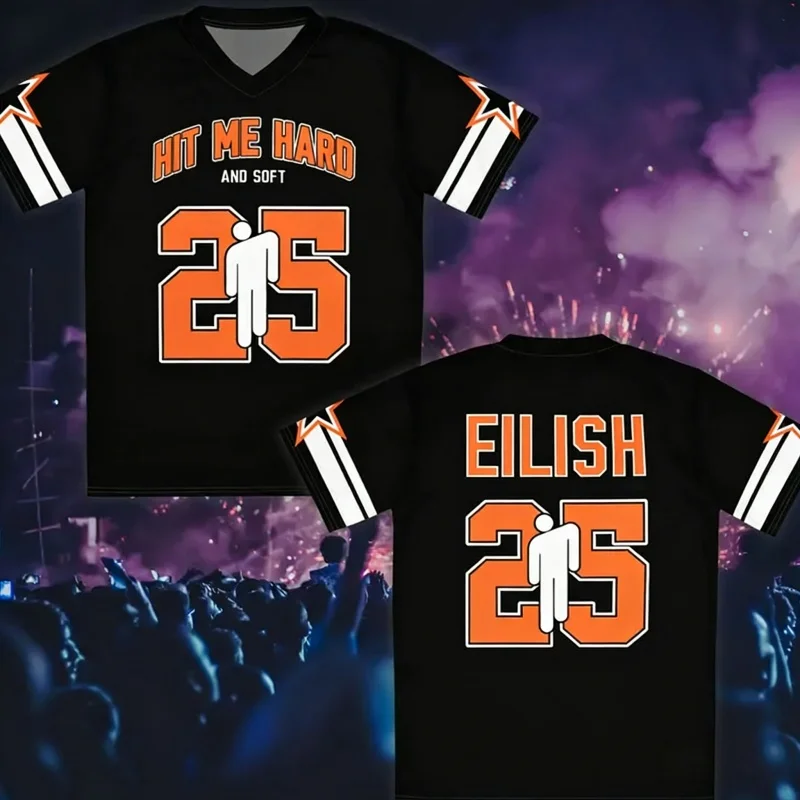 2026 Fashion New Billie Eilish Concert Sports Jersey USA Street Hip Hop Short Sleeved T-shirt Men Women Casual Family Kids Tees