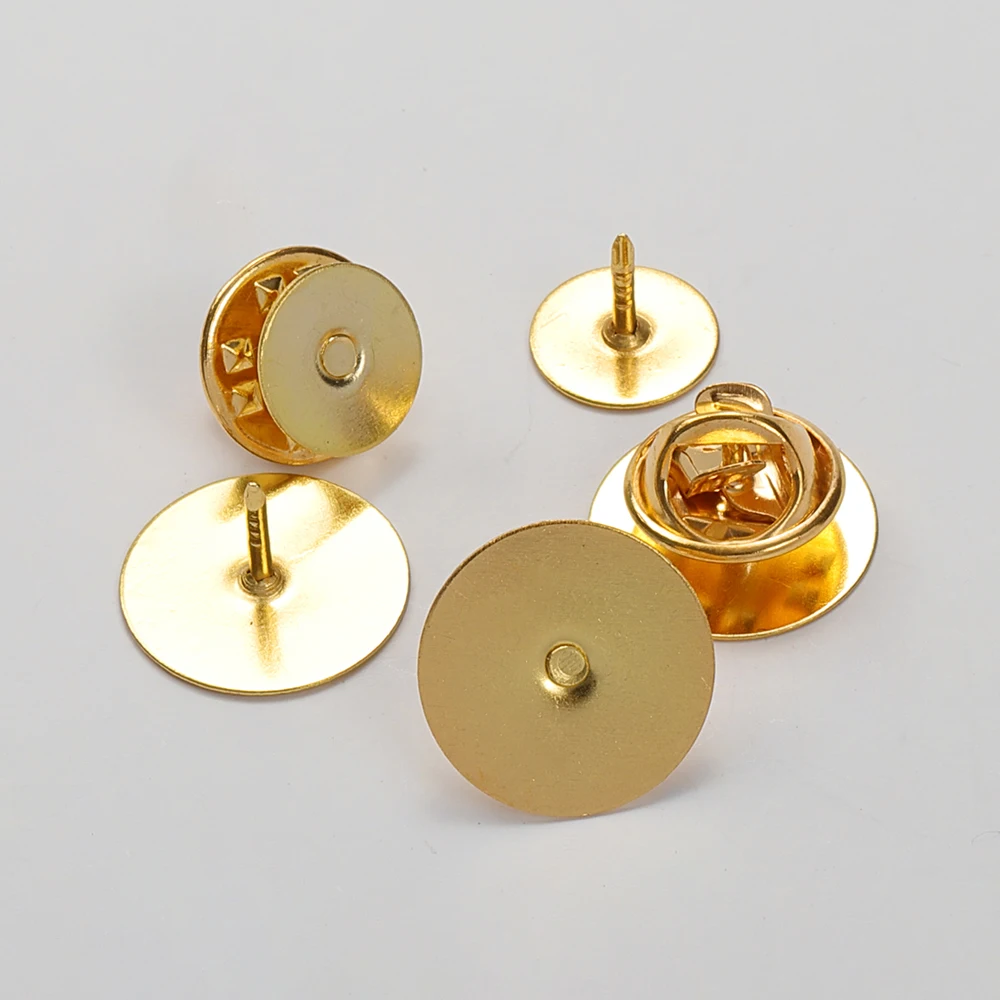 50 pz/lotto spilla piatta sperone Stud Badge Base 4-15mm spilla Pin Clip per gioielli fai da te che fanno accessori per corpetto bottone gemello