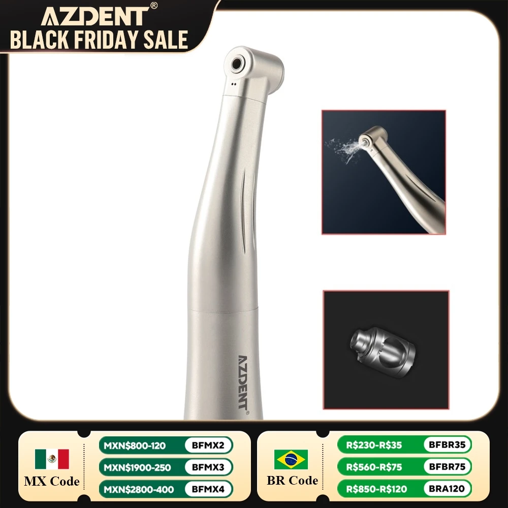 Dental 1:1 Low Speed Handpiece AZDENT Contra Angle Internal Single Water Spray Push Button Dentistry Tool