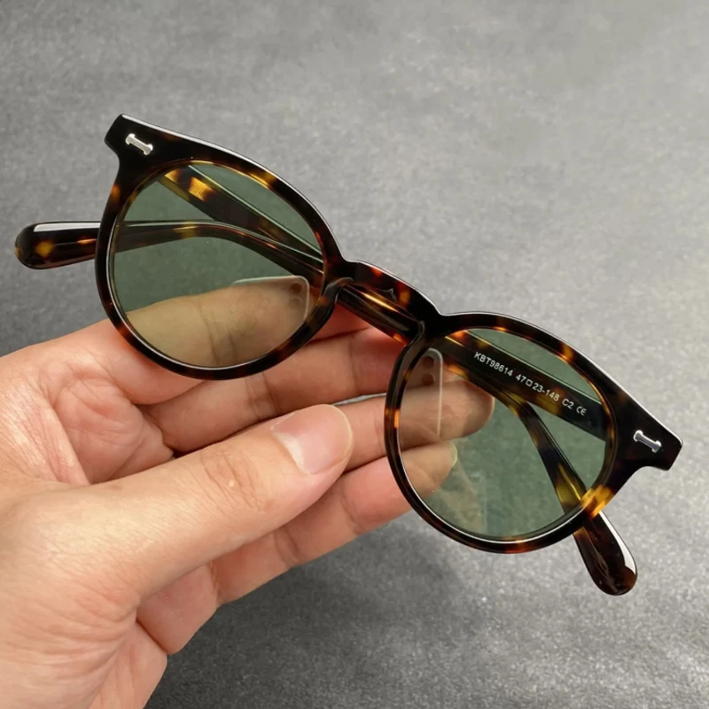 Moda tartaruga feminina óculos de sol retro acetato ao ar livre redondo uv400 masculino óculos de sol pode ser emparelhado com lentes de prescrição