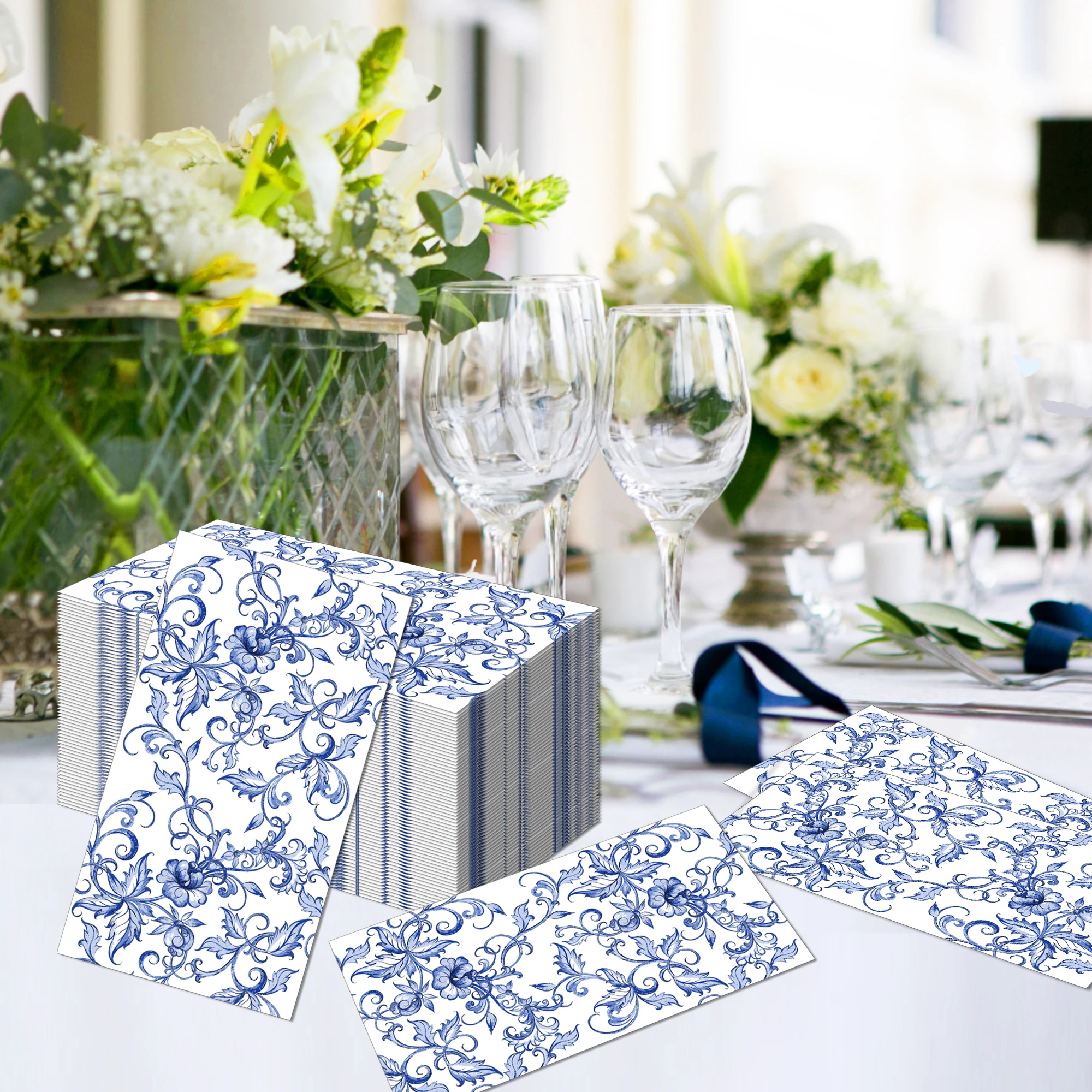 20 Stück Servietten mit chinesischen Blumen, lange Papierservietten, Hochzeit, Einweggeschirr, Servietten, Taschentücher, Geburtstag, Abendessen, Tischdekoration – Detail 6