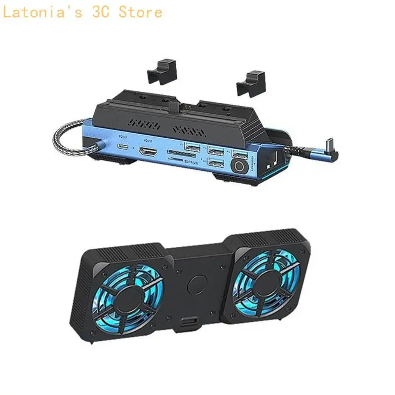 Dock Station 4K@60Hz RJ45-Kartenleser für Konsolen-Multiport-Adapter mit Festplattenkartuschen-Lüfter X3UB – Detail 7