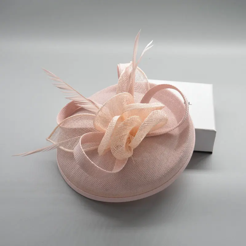 Women Wedding Fascinator Hat Party Church Headpiece Fashion Cocktail Headwear Feather Hair Accessories Pillbox Fascinators