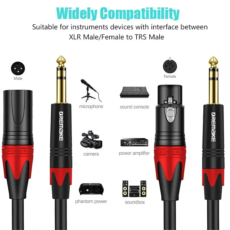 6.5mm To XLR (3-pin) Microphone Audio Cable Male To Male Cannon Plug Cables Capacitor for Mixer Amplifier Mic Guitar Speaker