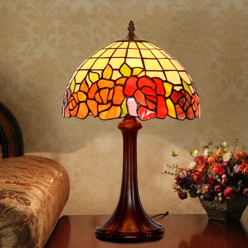 12 inch red rose Divannio pastoral bedroom bedside study children's room desk lamp